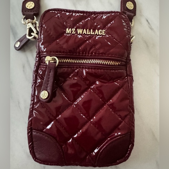 MZ Wallace Handbags - MZ Wallace Quilted Micro Crosby Crossbody Bag in Port Lacquer /Gold